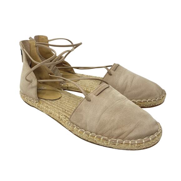Eileen Fisher Shoes - Eileen Fisher Beige Flat Elastic Zip Up Espadrilles 8.5